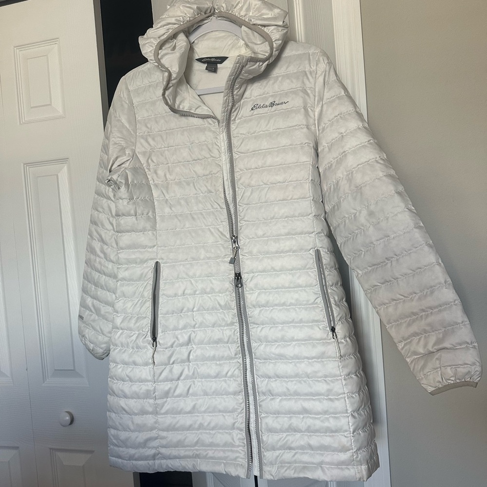 Eddie Bauer Women's  EB 650 Hooded Puffer Coat (thin puffer)- double zipper